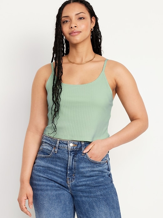 L'image numéro 5 présente Camisole ajustée ultra-courte en tricot côtelé