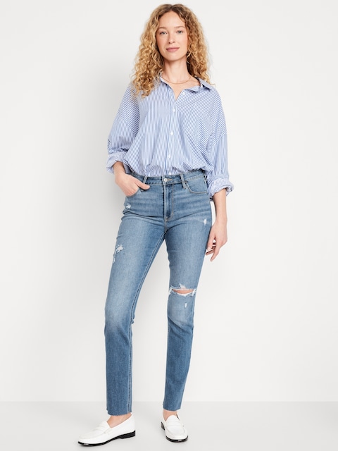 High-Waisted Wow Straight Ankle Jeans
