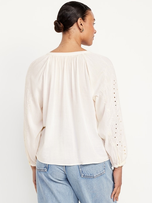 Image number 6 showing, Split-Neck Button-Down Top