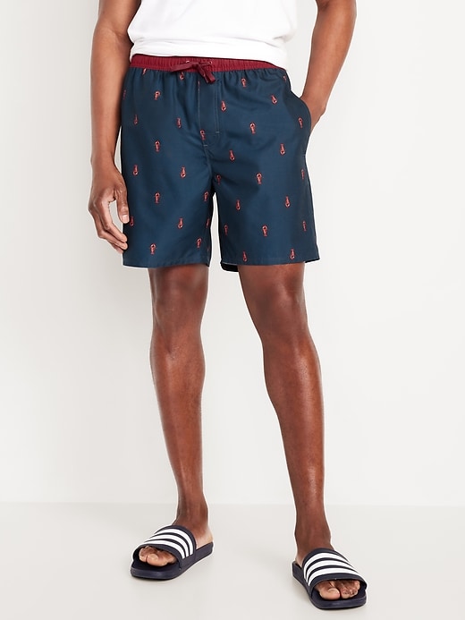 View large product image 1 of 3. Printed Swim Trunks -- 7-inch inseam