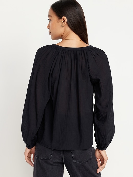 Image number 2 showing, Split-Neck Crinkle Gauze Top