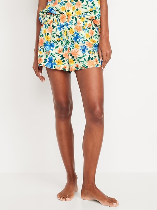 Image number 1 showing, High-Waisted Poplin Pajama Short