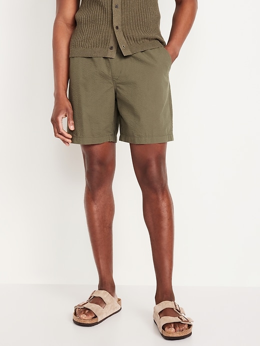 Image number 1 showing, Seersucker Jogger Shorts -- 7-inch inseam