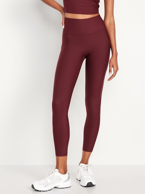 High-Waisted PowerSoft 7/8 Pocket Leggings - Red