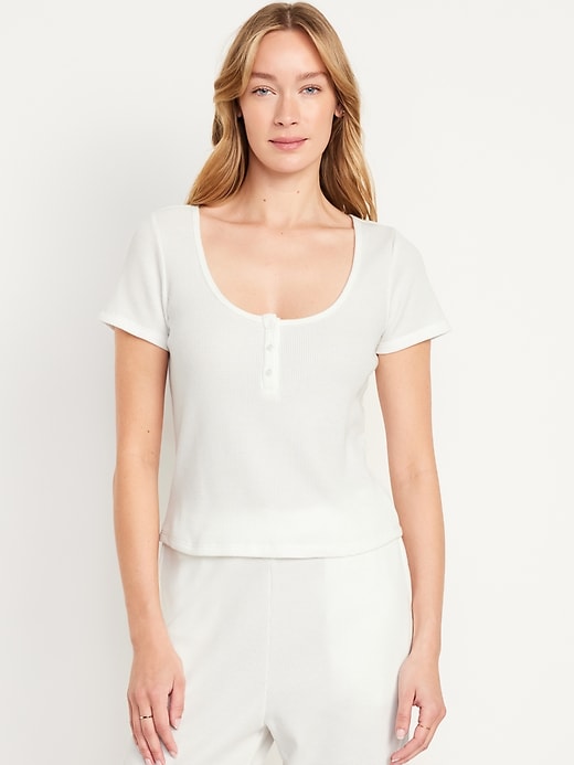 Image number 1 showing, Waffle Lounge Short-Sleeve Top