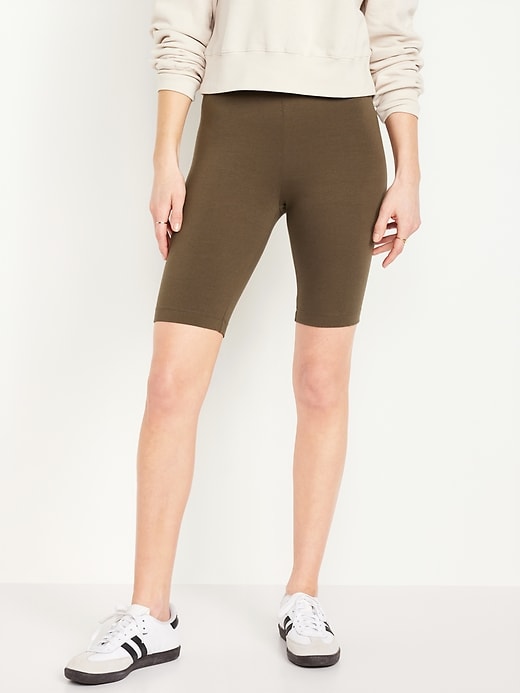 Image number 1 showing, High-Waisted Biker Shorts -- 10-inch inseam