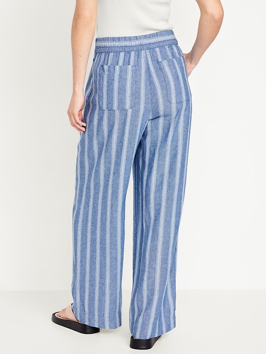 Image number 2 showing, High-Waisted Linen-Blend Wide-Leg Pants