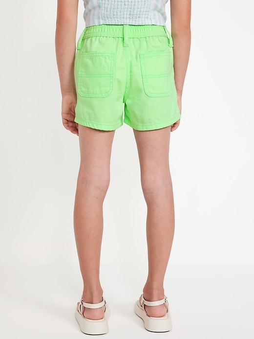 View large product image 2 of 4. Elasticized High-Waisted Utility Jean Shorts for Girls