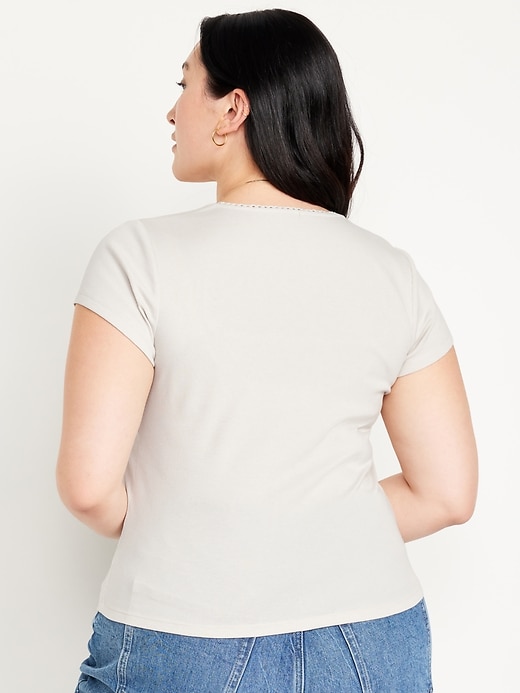 Image number 8 showing, Lace-Trim Rib-Knit Top