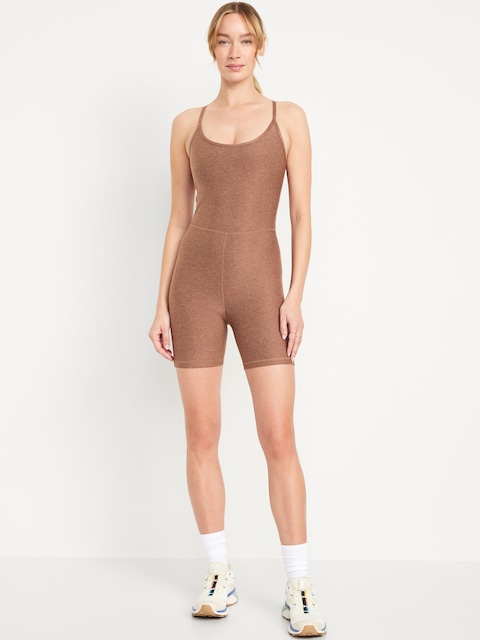 Cloud+ Racerback Bodysuit -- 6-inch inseam - Warm Taupe
