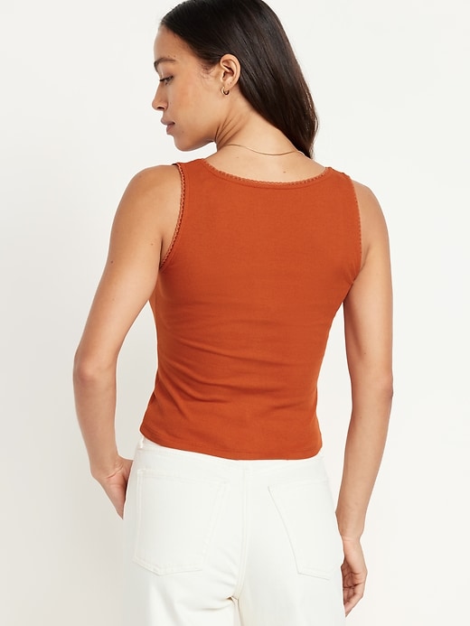 Image number 2 showing, Cinched Rib-Knit Crop Tank Top