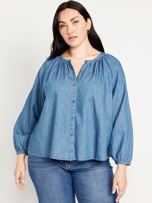 Image number 7 showing, Split-Neck Button-Down Top