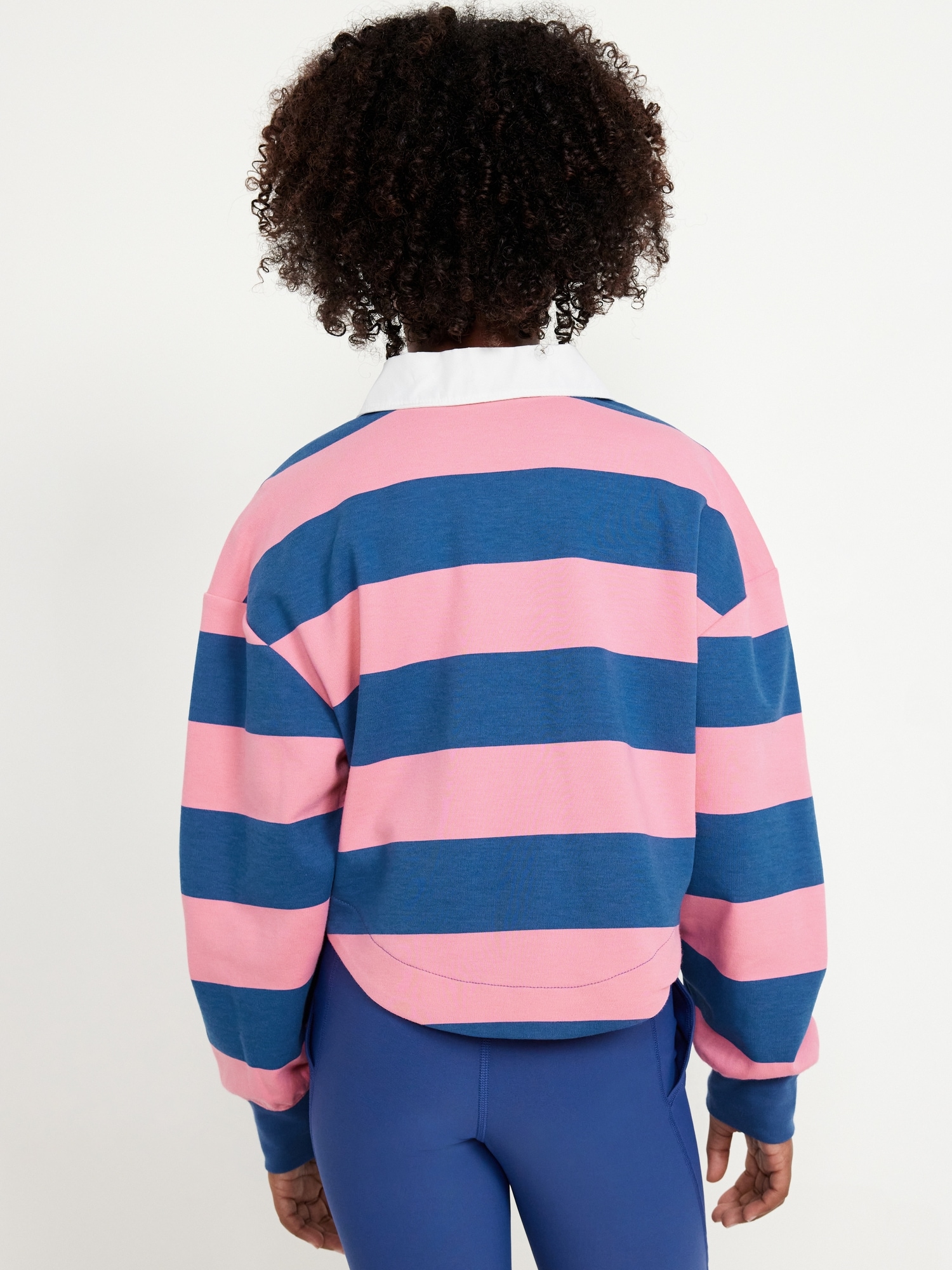 Collared Striped Pullover Top for Girls