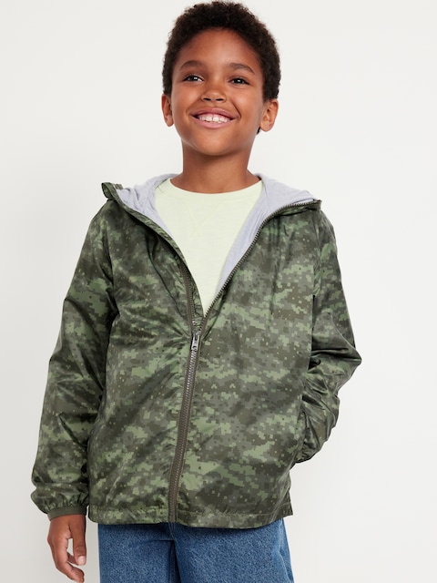 Veste hydrorésistante à capuchon et à glissière sur le devant pour Garçon