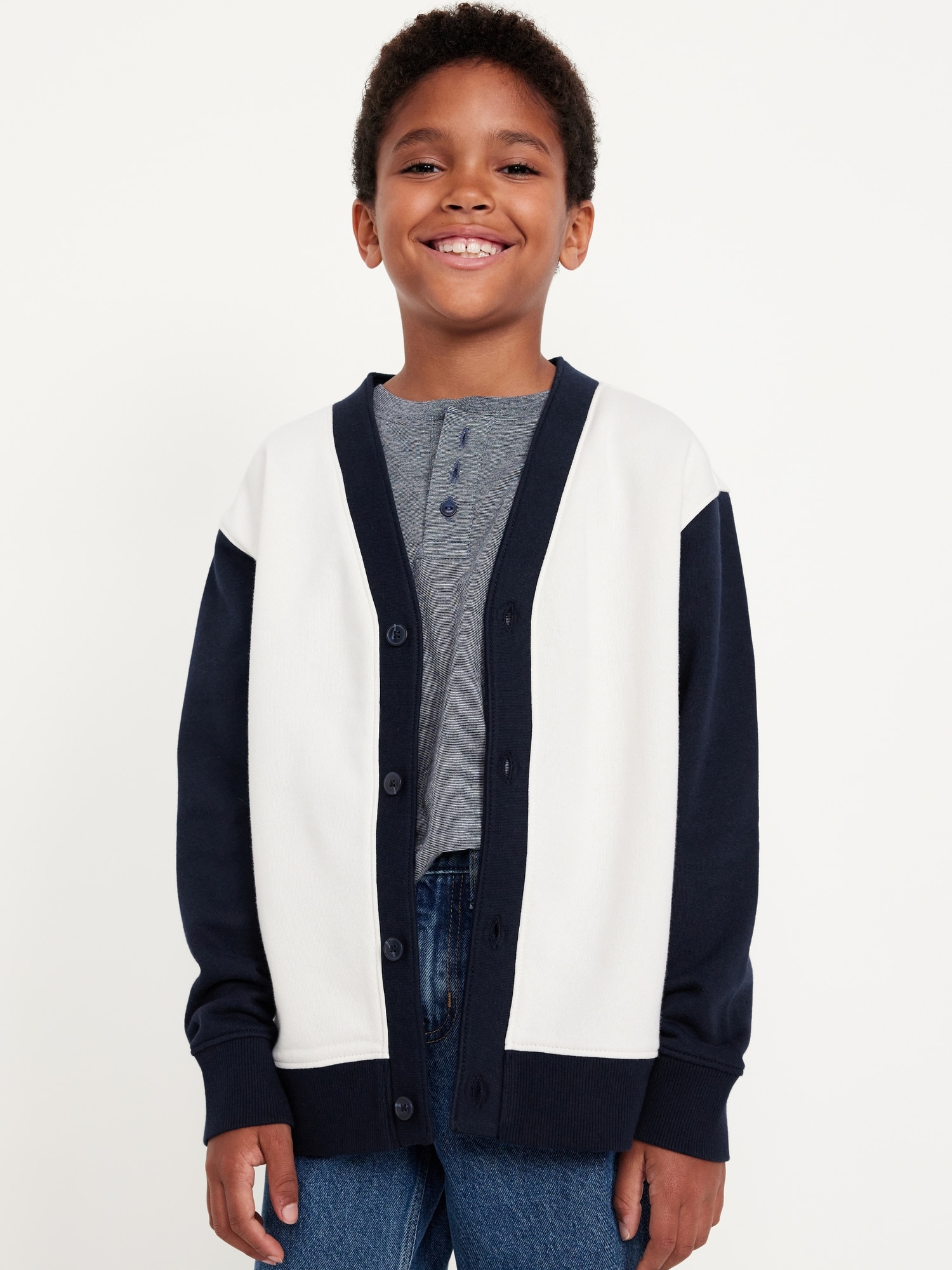 Color-Block Cardigan Sweater for Boys