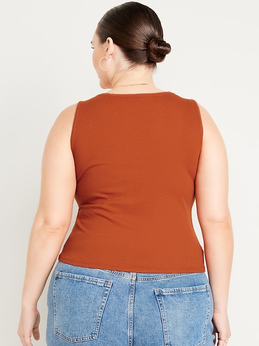 Image number 8 showing, Cinched Rib-Knit Crop Tank Top