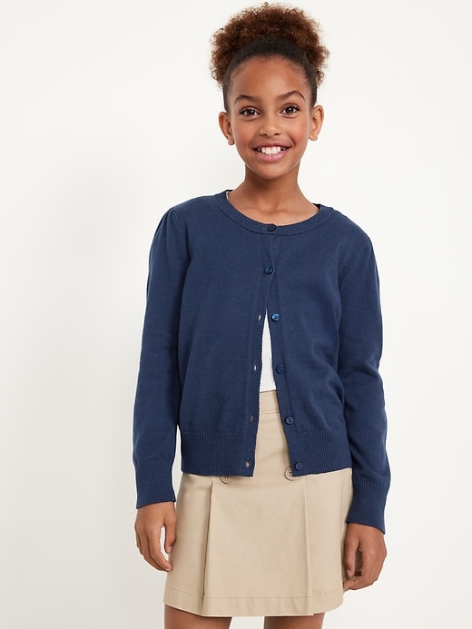 Voir une image plus grande du produit 1 de 6. Cardigan d’uniforme scolaire boutonné devant pour Fille