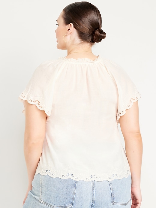 Image number 8 showing, Split-Neck Eyelet Top