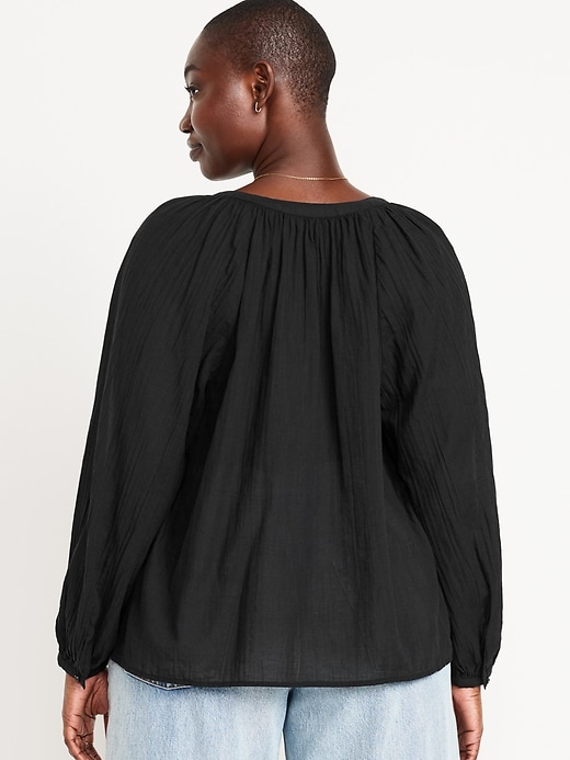 Image number 6 showing, Split-Neck Crinkle Gauze Top