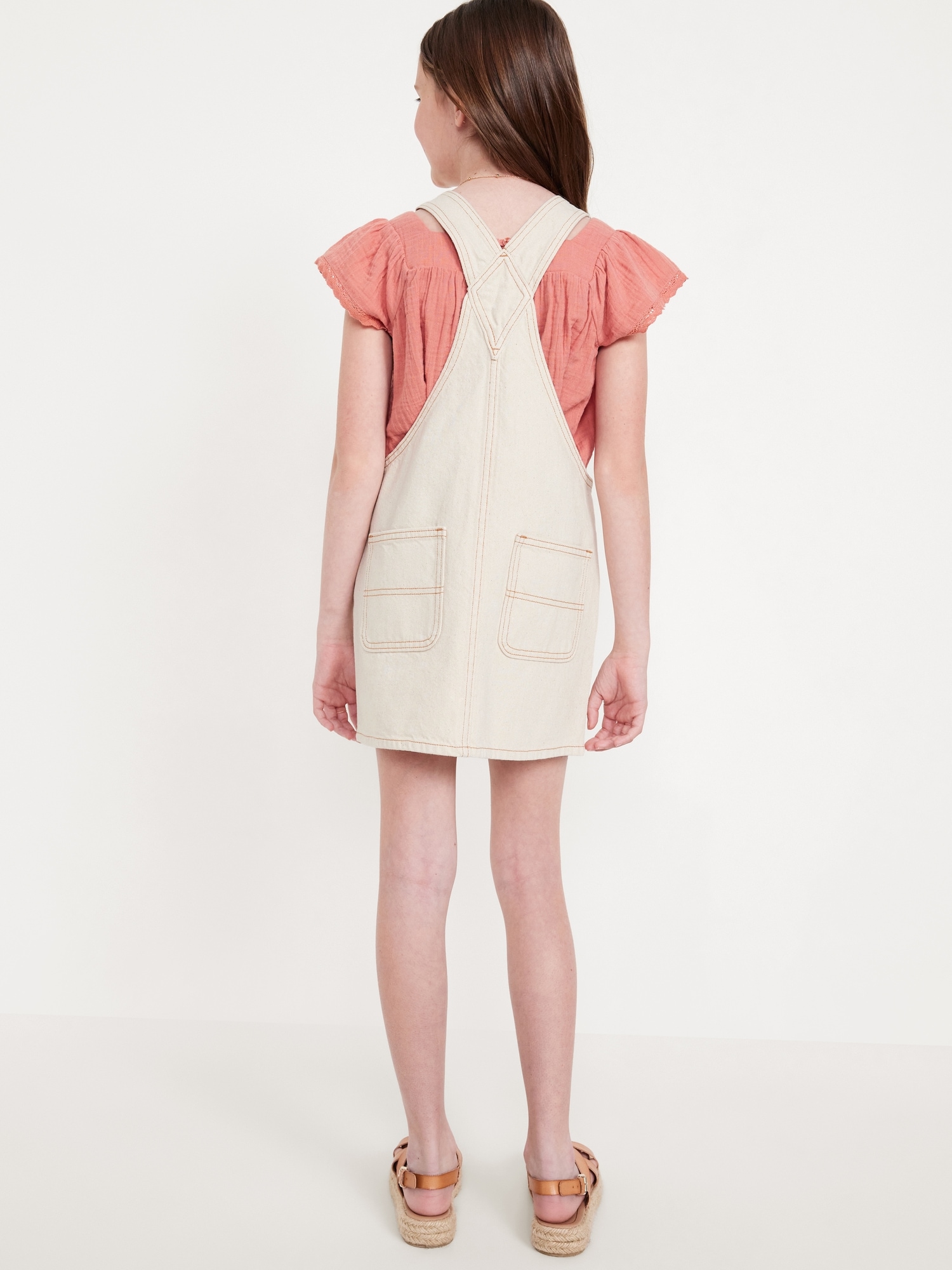 Zip-Front Pocket Skirtall Dress for Girls
