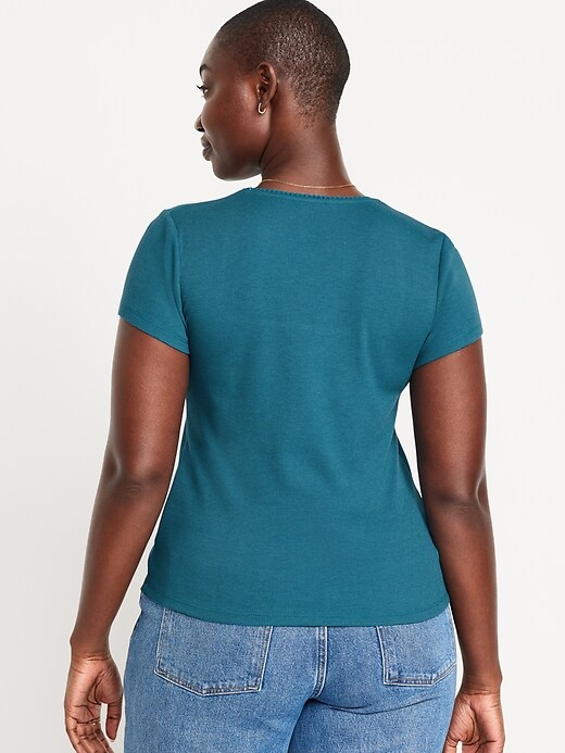 Image number 6 showing, Lace-Trim Rib-Knit Top