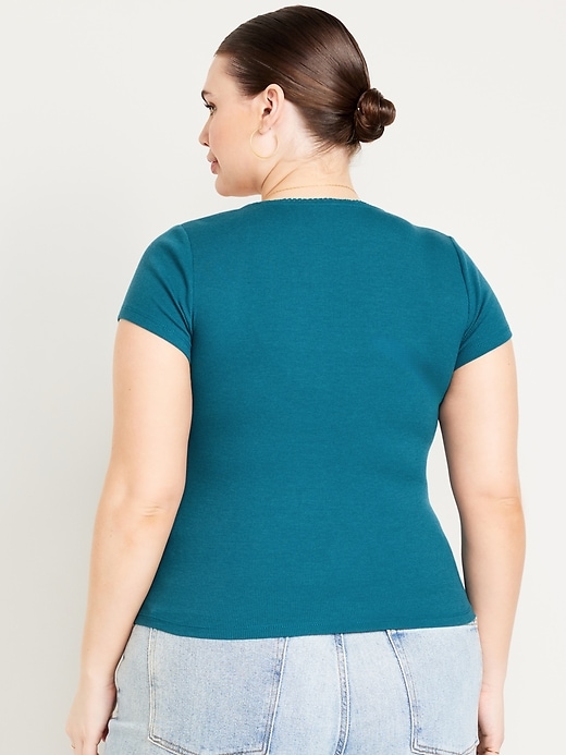 Image number 8 showing, Lace-Trim Rib-Knit Top