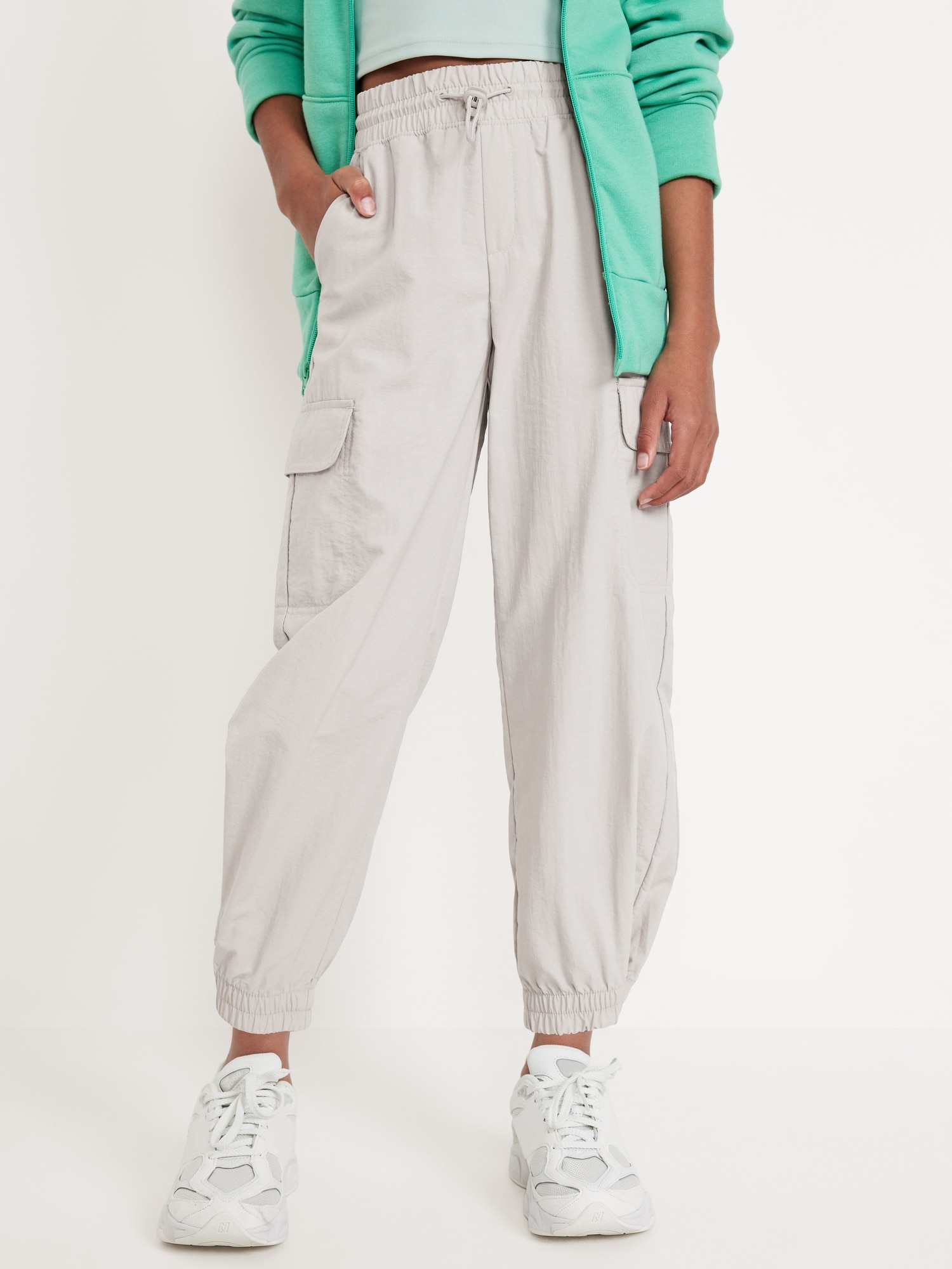 High-Waisted Loose Cargo Performance Pants for Girls