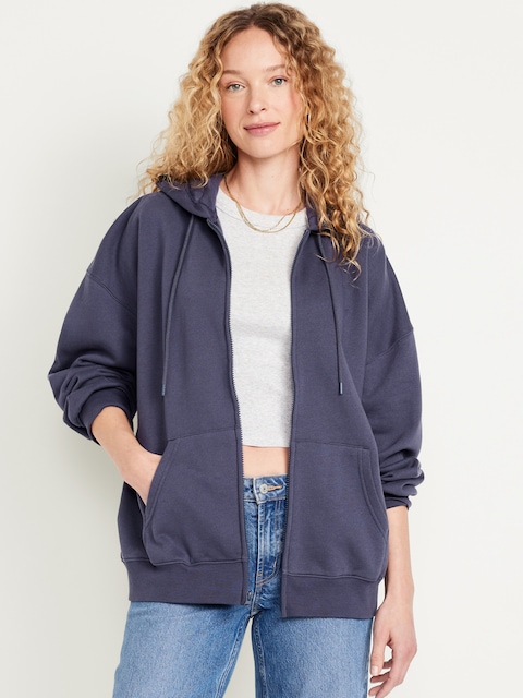 SoComfy Oversized Zip Hoodie Sweatshirt - Blue