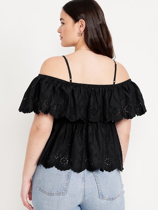 Image number 6 showing, Off-Shoulder Cutwork Top