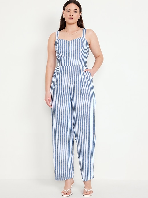 Image number 4 showing, Fit & Flare Linen-Blend Jumpsuit