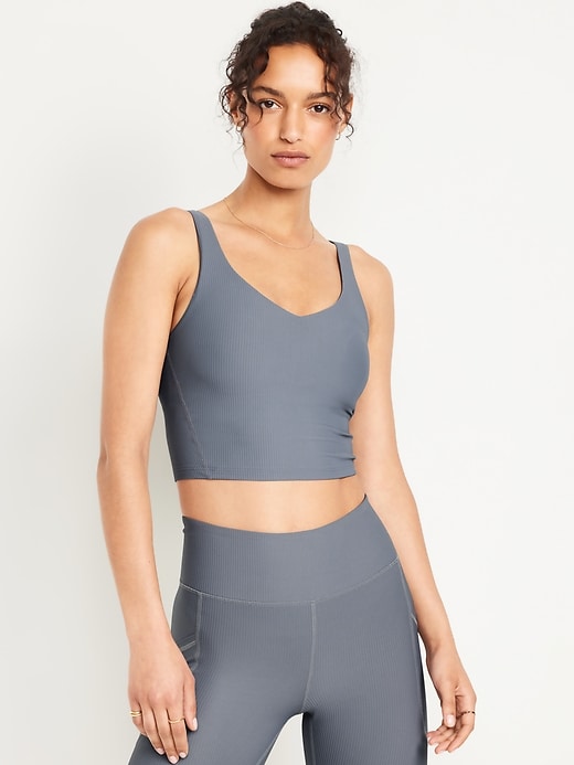 Image number 1 showing, Light Support PowerSoft Ribbed Longline Sports Bra