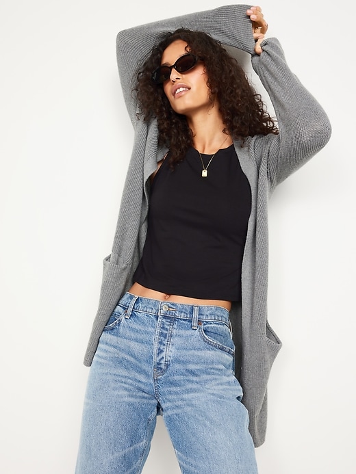 Image number 7 showing, Open-Front Longline Cardigan Sweater