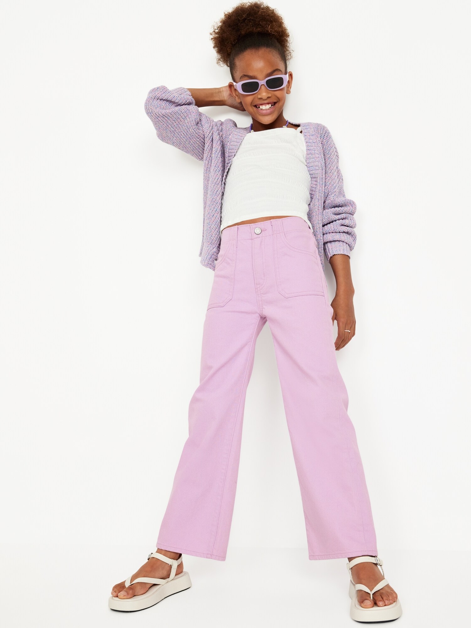 Pantalon D'École Fille KAKU NANU - Coupe Large - Taille Élastique - 2 Poches - Confortable - Noir, Gris, Rose - 5 à 13 Ans