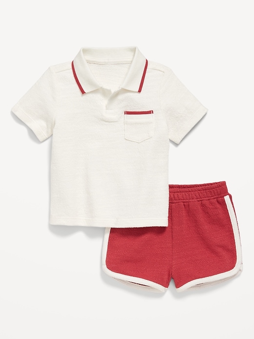 Image number 3 showing, Textured-Knit Collared Pocket Shirt and Shorts Set for Baby