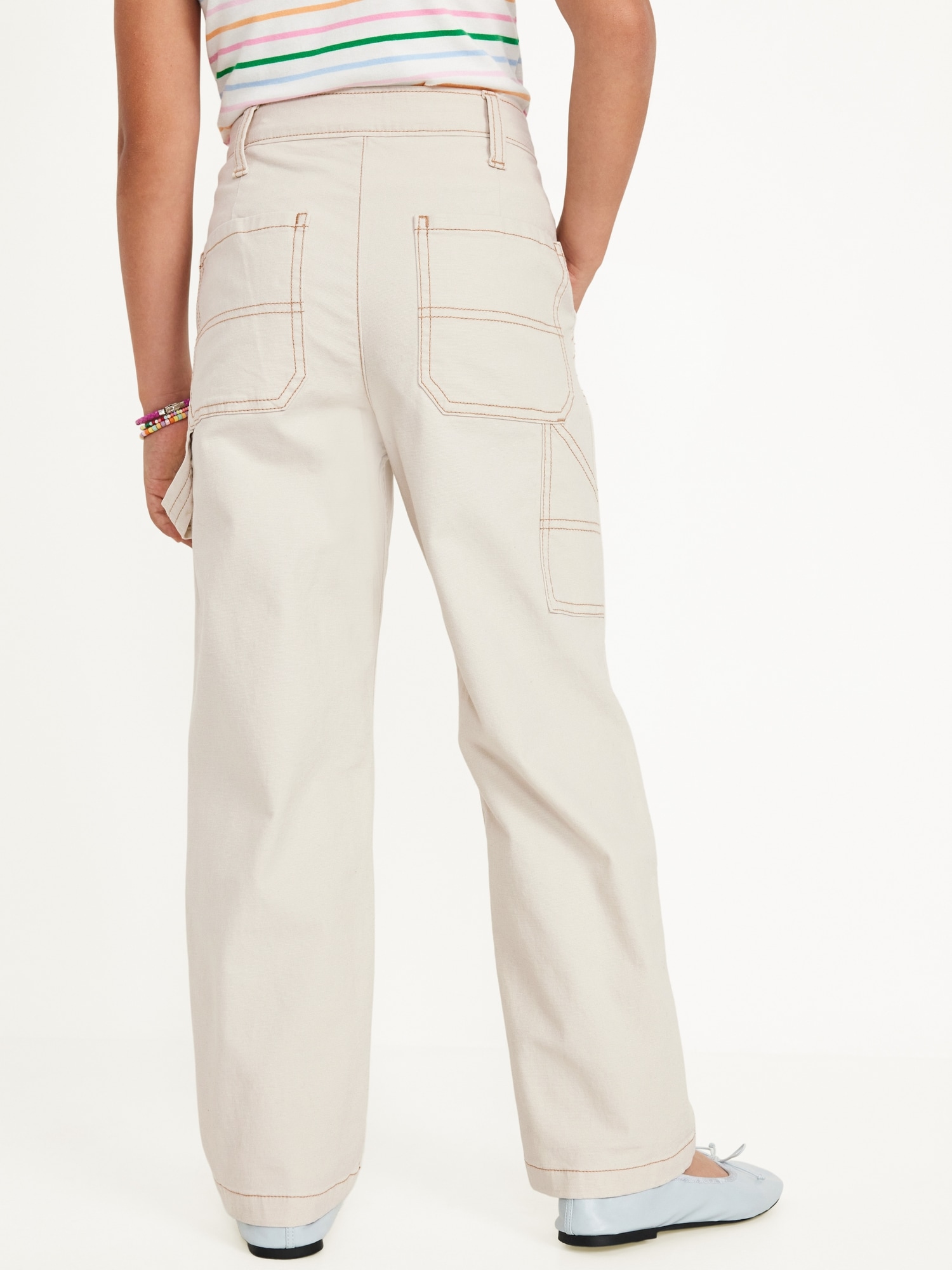 Loose High-Waisted Carpenter Pants for Girls