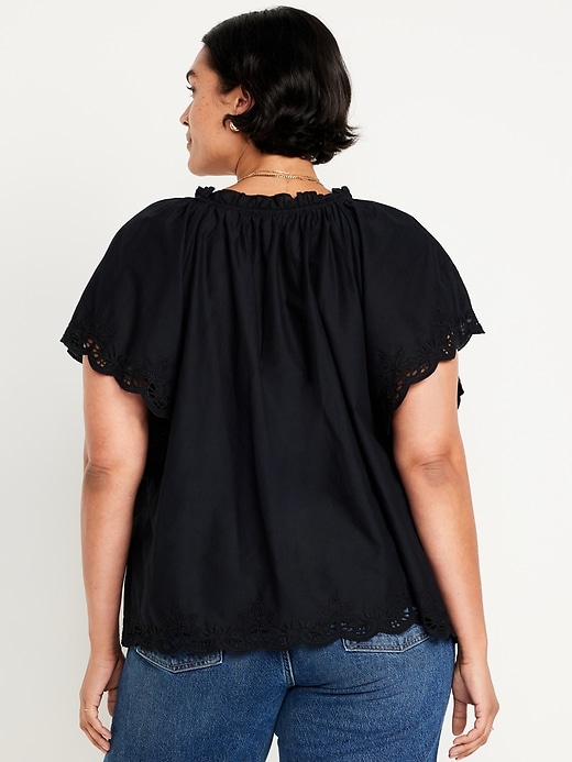 Image number 8 showing, Embroidered Split-Neck Top