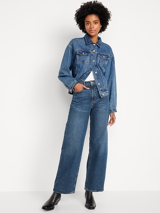 Image number 1 showing, Extra High-Waisted Sky-Hi Wide-Leg Jeans