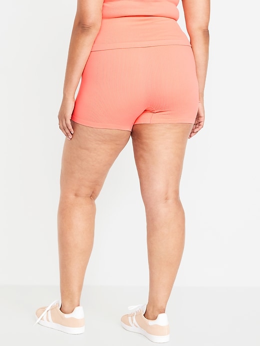 Image number 6 showing, Extra High-Waisted Seamless Ribbed Biker Shorts -- 4-inch inseam