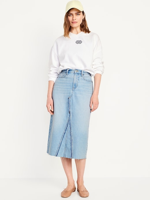 High rise denim midi skirt best sale