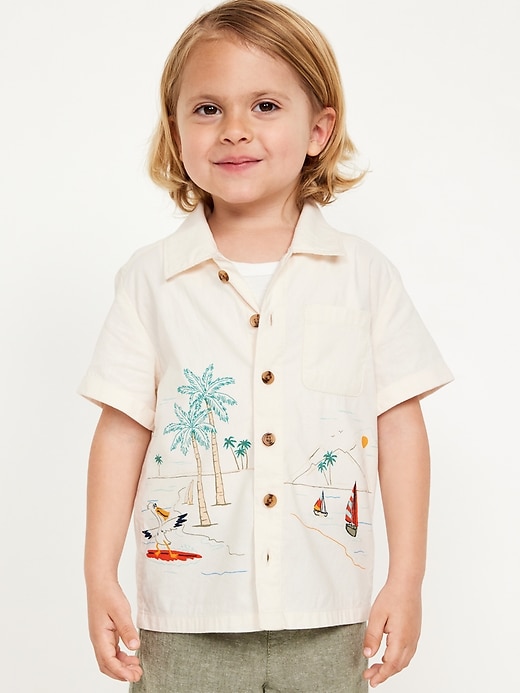 View large product image 1 of 3. Short-Sleeve Graphic Pocket Shirt for Toddler Boys