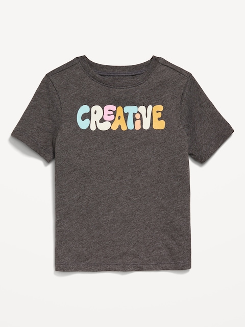 Short-Sleeve Graphic T-Shirt for Toddler Girls - Dark Heather Gray