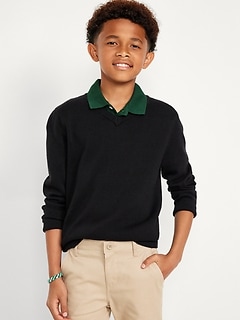 Long-Sleeve Solid V-Neck Sweater for Boys