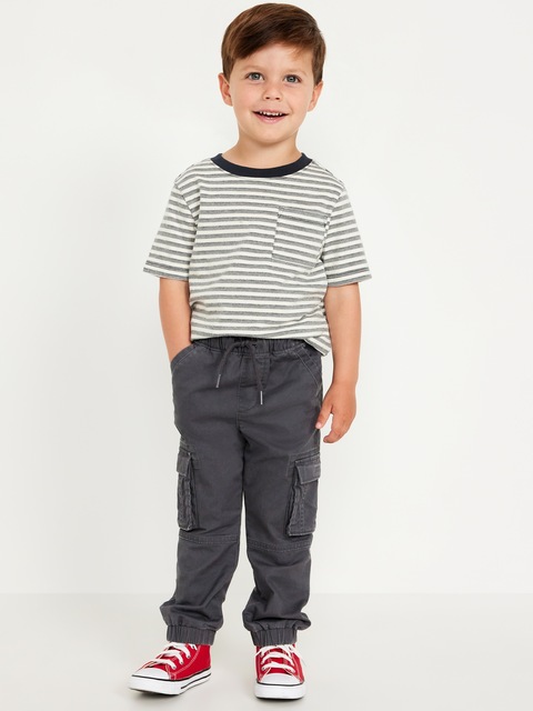 Functional-Drawstring Cargo Jogger Pants for Toddler Boys