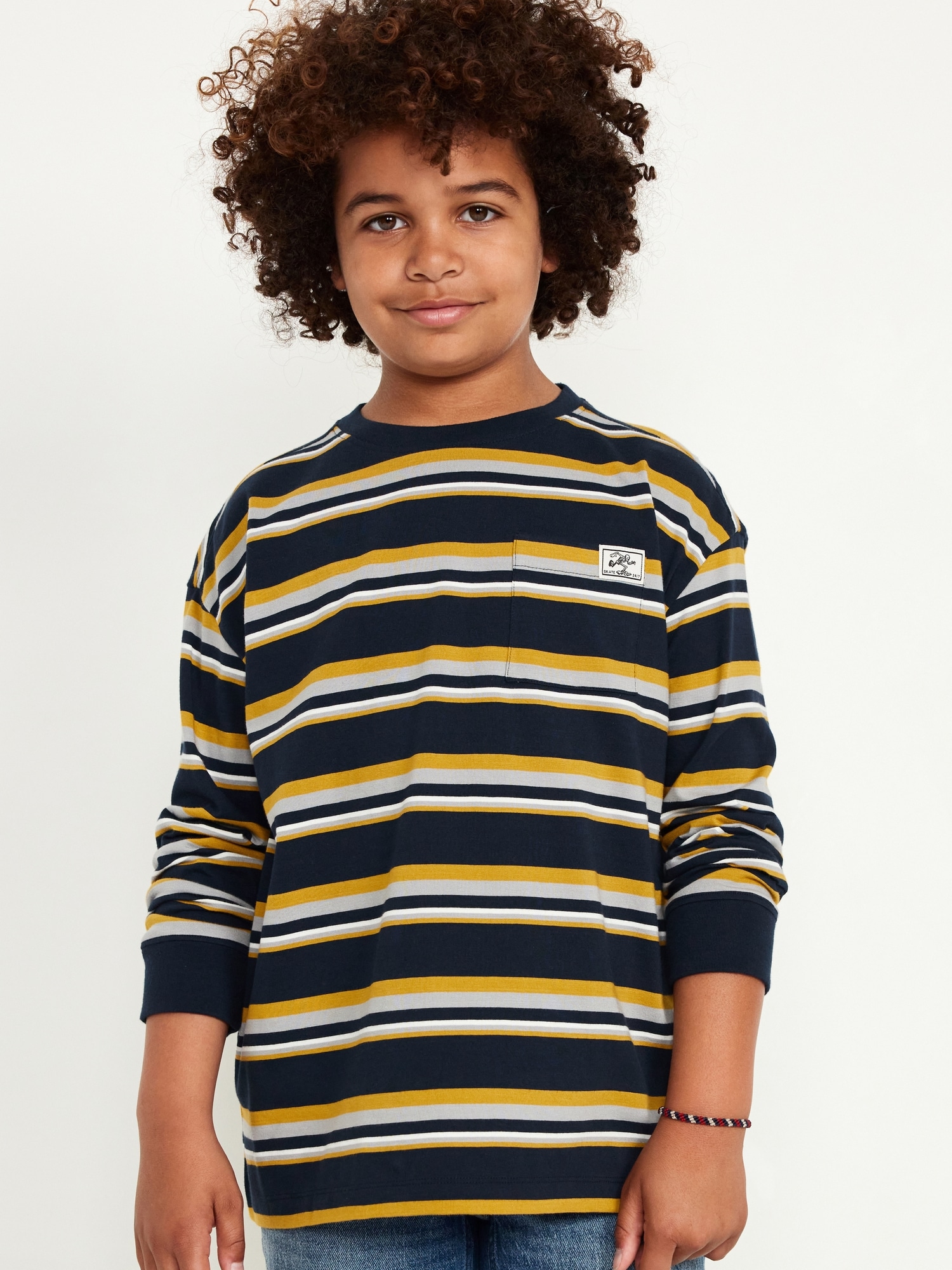 Oversized Long-Sleeve Pocket T-Shirt for Boys