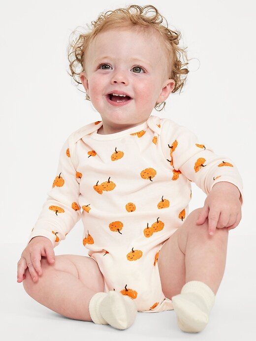 Image number 1 showing, Printed Long-Sleeve Bodysuit for Baby