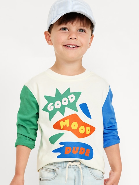 Oversized Long-Sleeve Graphic T-Shirt for Toddler Boys