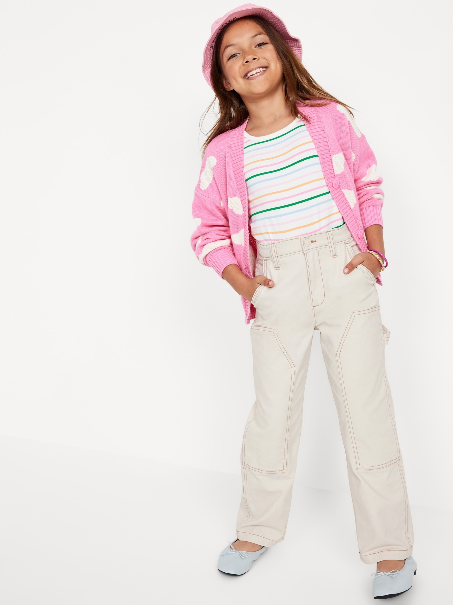 Loose High-Waisted Carpenter Pants for Girls