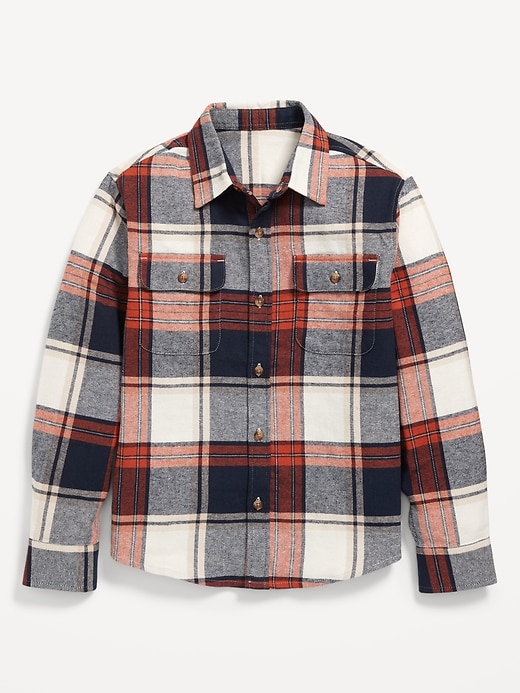 View large product image 2 of 3. Soft-Brushed Flannel Pocket Shirt for Boys