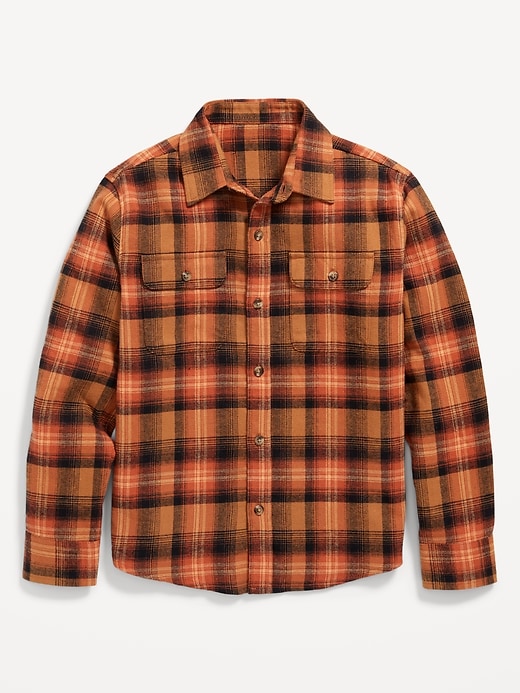 View large product image 2 of 3. Soft-Brushed Flannel Pocket Shirt for Boys