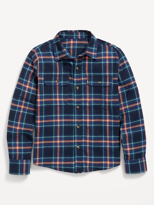 Voir une image plus grande du produit 2 de 3. Chemise en flanelle brossée douce à poche pour Garçon